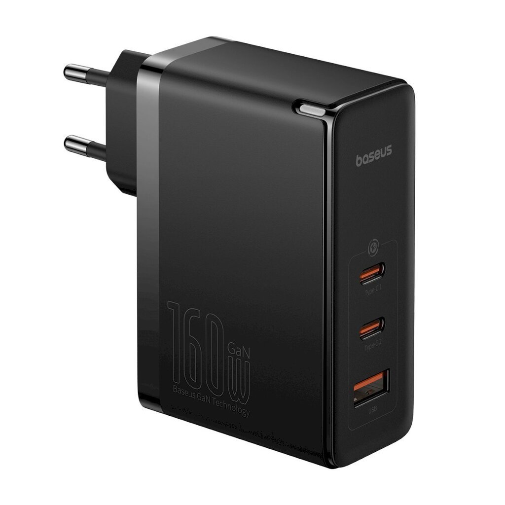 USB-A võrgulaadija, Baseus GaN51Pro, 160 W. GaN5 2x USB-C /+ USB-C kaabel, must. цена и информация | Mobiiltelefonide laadijad | kaup24.ee