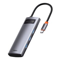 Многофункциональный адаптер USB-C, 5 в 1, Baseus, PD HUB 100 Вт, HDMI 4K 3x USB 3.2, серый цена и информация | Адаптеры и USB-hub | kaup24.ee