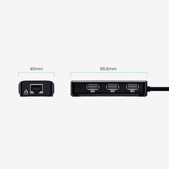 Сетевой адаптер, Ugreen 202641, USB-A - RJ45, 10/100, Mbps / 3x USB, 3.0 HUB, черный цена и информация | Адаптеры и USB-hub | kaup24.ee