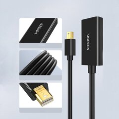 Кабель-переходник, Ugreen MD1121, mini DP DisplayPort, HDMI 4K, черный цена и информация | Адаптеры и USB-hub | kaup24.ee