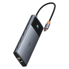 Переходник HUB, 10 в 1, Baseus B00061800813-011, USB-C на HDMI / USB-A / USB-C / RJ45 / SD / TF / USB-C PD, серый цена и информация | Адаптеры и USB-hub | kaup24.ee