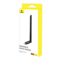 Väline võrguadapter, Baseus BS-OH1721, 6 dBi antenniga, USB WiFi 2,4 GHz., 300 Mbit/s., must hind ja info | USB jagajad, adapterid | kaup24.ee