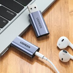 Аудиоадаптер для наушников, Ugreen CM3831, USB-A - miniJack 3,5 мм, серый цена и информация | Адаптеры и USB-hub | kaup24.ee