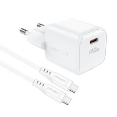 Mini võrgulaadija, Acefast A771, PD 30W., GaN, USB-C kaabel, valge hind ja info | Mobiiltelefonide laadijad | kaup24.ee