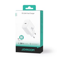 Сетевое зарядное устройство, Joyroom JR-TCF061, USB-C PD 20 Вт, кабель USB-C, белый цена и информация | Зарядные устройства для телефонов | kaup24.ee