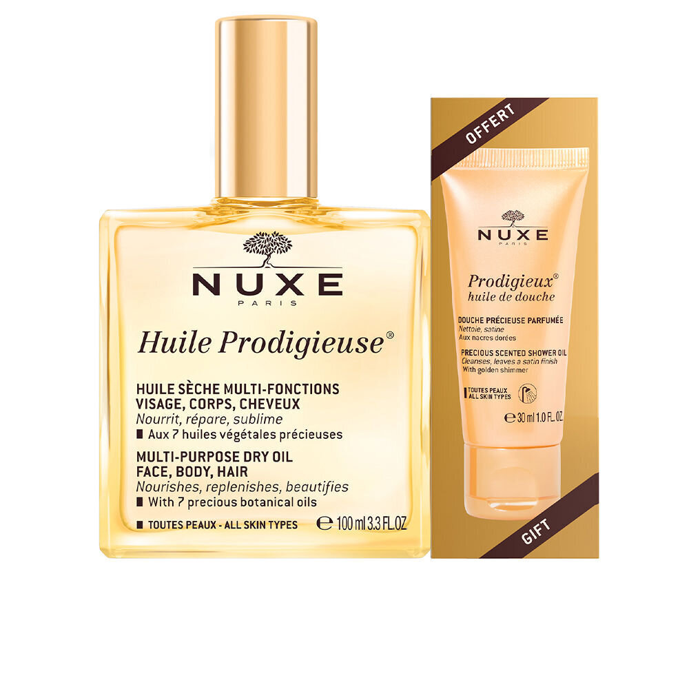 Komplekt näo-, juuste- ja kehahoolduseks Nuxe Prodigieus Collection naistele: kuivpihustusõli, 100 ml + dušiõli, 30 ml цена и информация | Dušigeelid, õlid | kaup24.ee