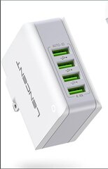 Настенное зарядное устройство Lencent с несколькими USB-разъемами, [22 Вт/4,4 А], 4-портовый USB-адаптер питания для путешествий цена и информация | Зарядные устройства для телефонов | kaup24.ee