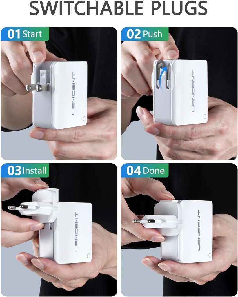 Lencent mitme USB-seinalaadija [22W/4,4A] 4-pordiline USB-reisivooluadapter hind ja info | Mobiiltelefonide laadijad | kaup24.ee