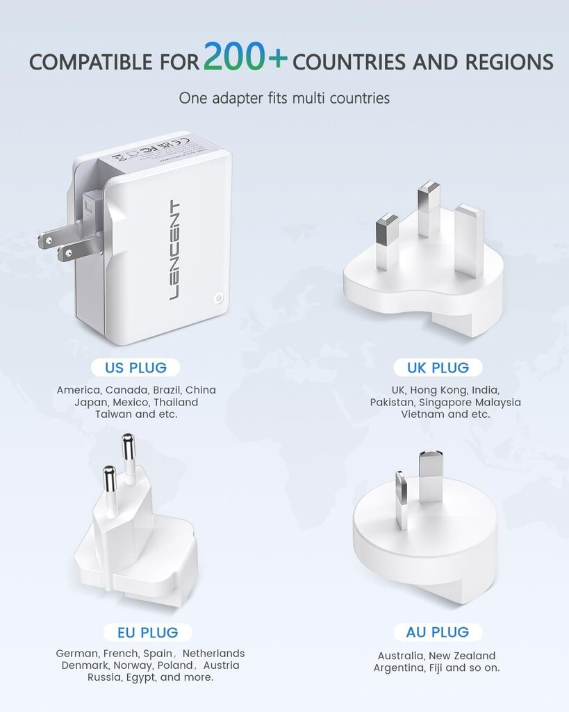 Lencent mitme USB-seinalaadija [22W/4,4A] 4-pordiline USB-reisivooluadapter hind ja info | Mobiiltelefonide laadijad | kaup24.ee