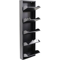 Шкаф для обуви Caruso, чёрный, 170 x 50 x 14 см  цена и информация | Полки для обуви, банкетки | kaup24.ee