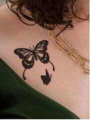 Временная татуировка с бабочками, Electronics LV-300010, черная, 1шт цена и информация | Кисти для макияжа, спонжи | kaup24.ee