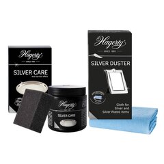 паста для чистки серебра и салфетка для полировки, набор: Hagerty Silver Care + Silver Duster цена и информация | Чистящие средства | kaup24.ee