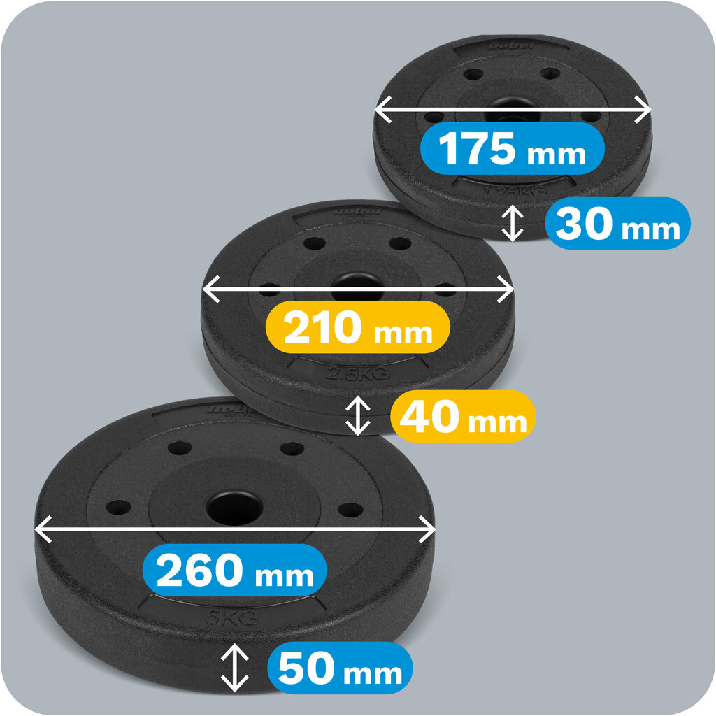 30 kg bituumenkaalude komplekt hind ja info | Hantlid, kangid, raskused | kaup24.ee