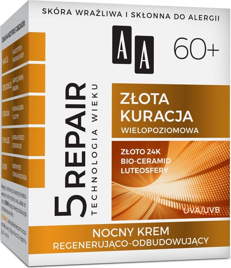 Age Technology 5Repair 60+ Golden Treatment taastav ja taastav öökreem 50ml цена и информация | Näokreemid | kaup24.ee