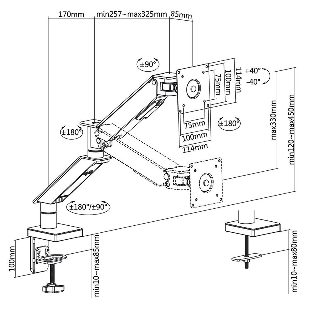 NanoRS Monitor TV Desk Mount цена и информация | Monitori hoidjad | kaup24.ee