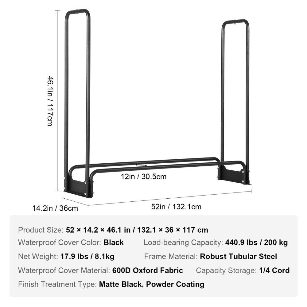 Küttepuude alus Vevor, 200kg, 132x36x117cm цена и информация | Kuurid ja aiamajad | kaup24.ee