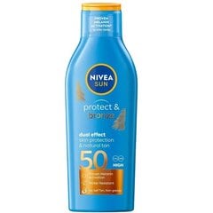 Päevitust kaitsev kehakreem Nivea Sun Protect & Bronze SPF50, 200 ml hind ja info | Päikesekreemid | kaup24.ee