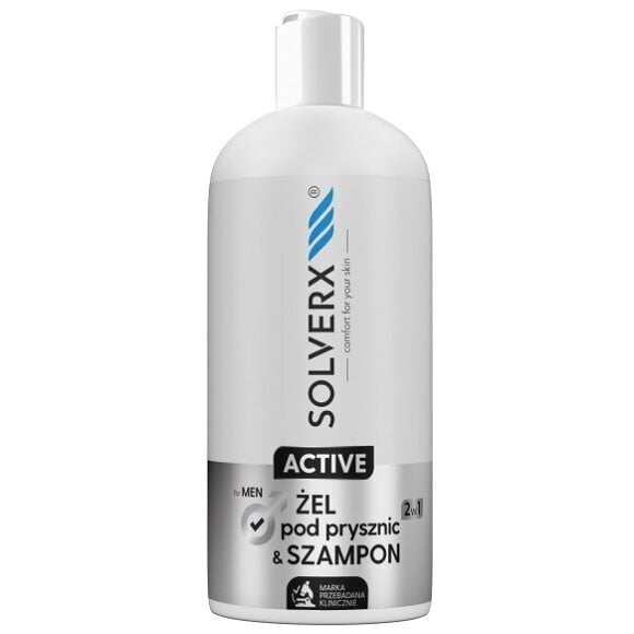 Dušigeel ja šampoon Solverx for Men Active 2in1 meestele, 400 ml цена и информация | Dušigeelid, õlid | kaup24.ee