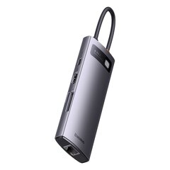 Картридер, 8 в 1, Baseus StarJoy HUB, USB-C 3xUSB HDMI RJ45 SD и TF PD, серый цена и информация | Адаптеры и USB-hub | kaup24.ee