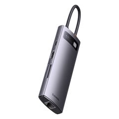 Kaardilugeja 8in1 Baseus StarJoy HUB, USB-C 3xUSB HDMI RJ45 SD ja TF PD, hall hind ja info | USB jagajad, adapterid | kaup24.ee