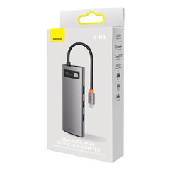 Kaardilugeja 8in1 Baseus StarJoy HUB, USB-C 3xUSB HDMI RJ45 SD ja TF PD, hall hind ja info | USB jagajad, adapterid | kaup24.ee