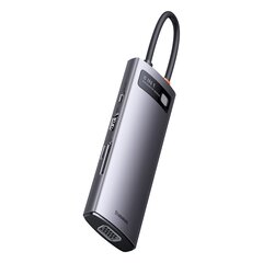 Док-станция, 8 в 1, Baseus HUB, USB-C 1xHDMI, 3xUSB 3.2, 1xPower Delivery, SD card reader, TF card reader, VGA, серый цена и информация | Адаптеры и USB-hub | kaup24.ee