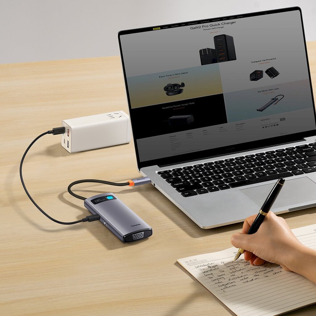 Ühendusjaam, 6in1, Baseus USB-C HDMI, 3xUSB, 3.2 Power Delivery VGA, hall hind ja info | USB jagajad, adapterid | kaup24.ee