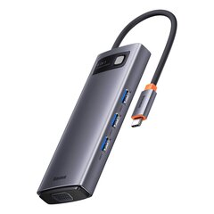 Станция подключения, 6 в 1, Baseus USB-C HDMI, 3xUSB, 3.2 Power Delivery VGA, серый цена и информация | Адаптеры и USB-hub | kaup24.ee