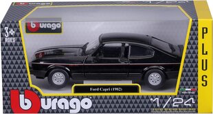 Mudelauto Bburago Ford Capri 1982 must 21093BK, 1:24 hind ja info | Poiste mänguasjad | kaup24.ee