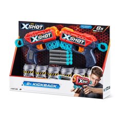 Mängupüstol Zuru X-Shot Kickback 2 relva + 6 purki 36202 hind ja info | Poiste mänguasjad | kaup24.ee