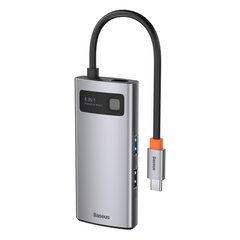 Многофункциональный HUB-адаптер, 4 в 1, Baseus, USB-C на USB-C, HDMI USB, 3.2 USB 2.0, металл цена и информация | Адаптеры и USB-hub | kaup24.ee