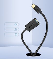 Кабель-переходник OTG, Ugreen, USB 3.0 - USB-C, черный цена и информация | Адаптеры и USB-hub | kaup24.ee