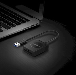 Устройство для чтения карт памяти, Ugreen, SD/микро SD разъем USB 3.0 15 см, черный цена и информация | Аксессуары для компонентов | kaup24.ee