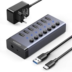 Многофункциональный концентратор USB-C, 7 в 1, Ugreen CM4811, 7x USB 3.0 PD DC 12 В, серый цена и информация | Адаптеры и USB-hub | kaup24.ee