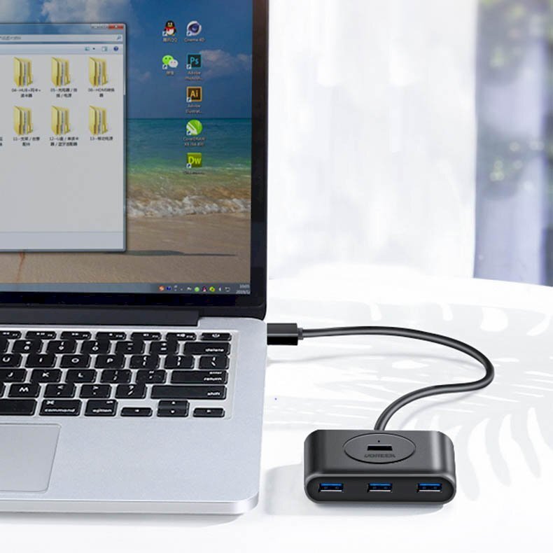 Multifunktsionaalne HUB USB-portide jaotur, Ugreen, 4x USB 3.0, 1 m, valge цена и информация | USB jagajad, adapterid | kaup24.ee