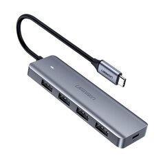 Разветвитель USB-C с портом питания USB-C, Ugreen, 4x USB 3.2, серый цена и информация | Адаптеры и USB-hub | kaup24.ee