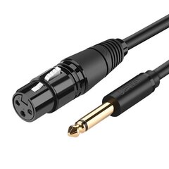 Audiomikrofoni adapter Ugreen, XLR sisemine 6,35 mm., pistikupesa väline 3 m., must hind ja info | USB jagajad, adapterid | kaup24.ee