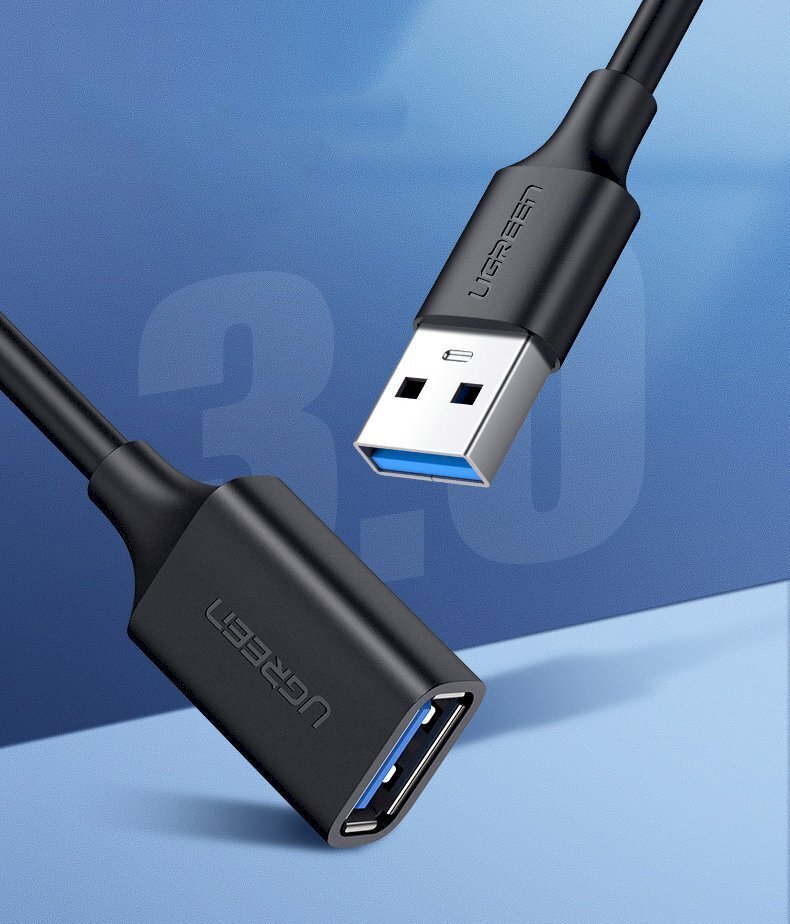 USB 3.0 kaabli pikendusadapter Ugreen, 2 m, must hind ja info | USB jagajad, adapterid | kaup24.ee