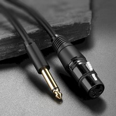 Audiokaabli adapter Ugreen, mikrofon XLR sisemine, 6,35 mm., pistikupesa väline 2 m., must hind ja info | USB jagajad, adapterid | kaup24.ee