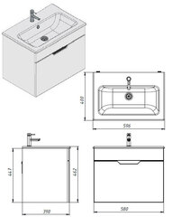 Шкафчик для ванной комнаты с умывальником Euroliux Stefanija ST1-60, белый цена и информация | Шкафчики для ванной | kaup24.ee