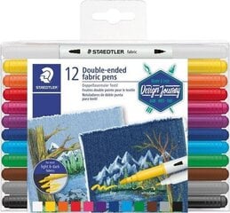 Topelt tekstiilmarkerite komplekt Staedtler Design Journey, 12 tk hind ja info | Kunstitarbed, voolimise tarvikud | kaup24.ee