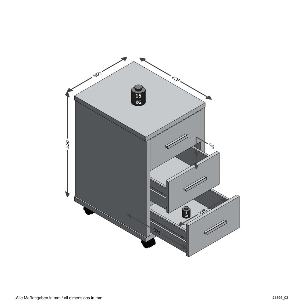 Mobiilne kapp FMD, hall hind ja info | Kummutid | kaup24.ee