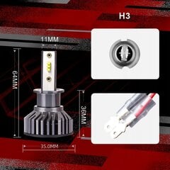 Mini Led-lamp H3 20000Lm цена и информация | Автомобильная ксеноновая лампа D2R 6000К (Китай) | kaup24.ee