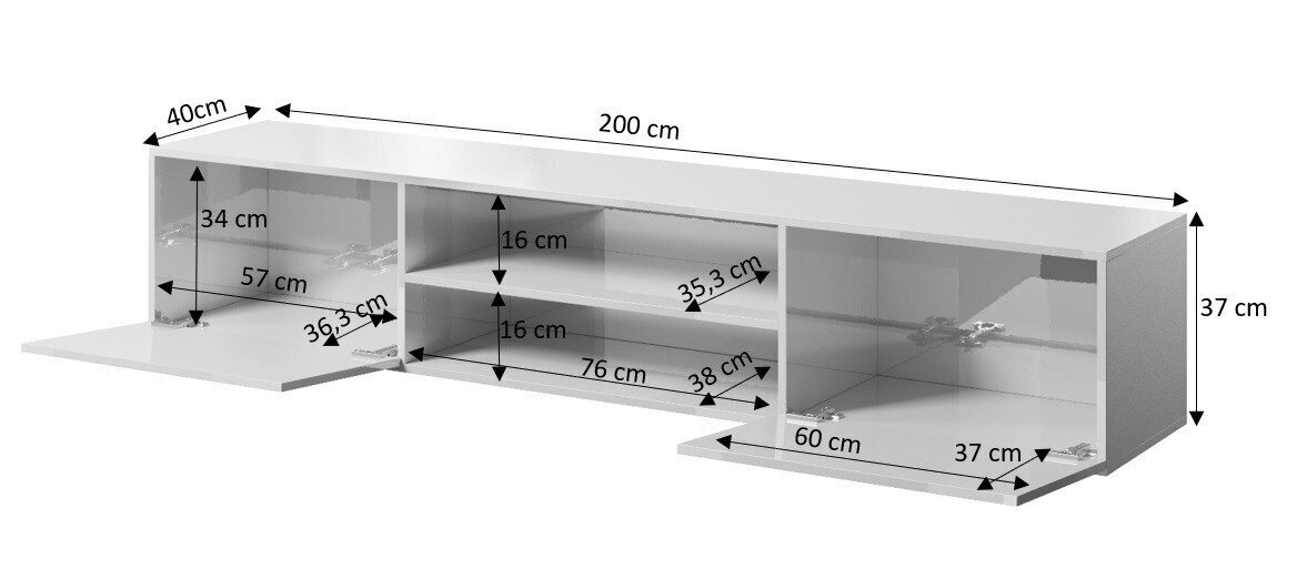 TV-kapp Cama Meble Slide 200K, must цена и информация | TV alused | kaup24.ee