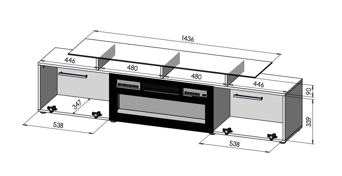 TV-kapp Cama Meble Rova, must hind ja info | TV alused | kaup24.ee