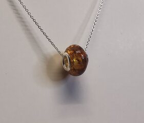 Кулон на серебряной цепочке с янтарным шариком в Pandora style цена и информация | Украшения на шею | kaup24.ee