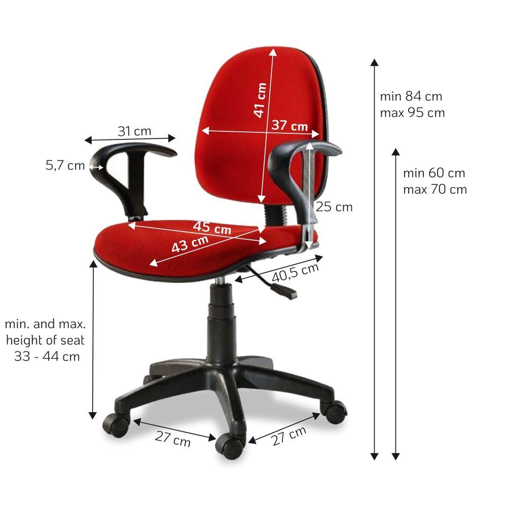 Kontoritool Techly, pöörlev, reguleeritava kõrgusega, punane цена и информация | Kontoritoolid | kaup24.ee
