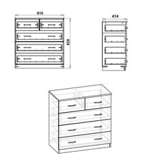 Комод 2+3, коричневый цена и информация | Комоды | kaup24.ee