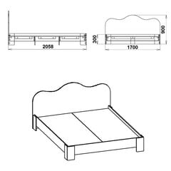 Кровать Kompanit, 170х205,8 см, коричневая цена и информация | Кровати | kaup24.ee