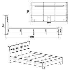 Кровать Kompanit Stil140, 140х200 см, коричневая цена и информация | Кровати | kaup24.ee